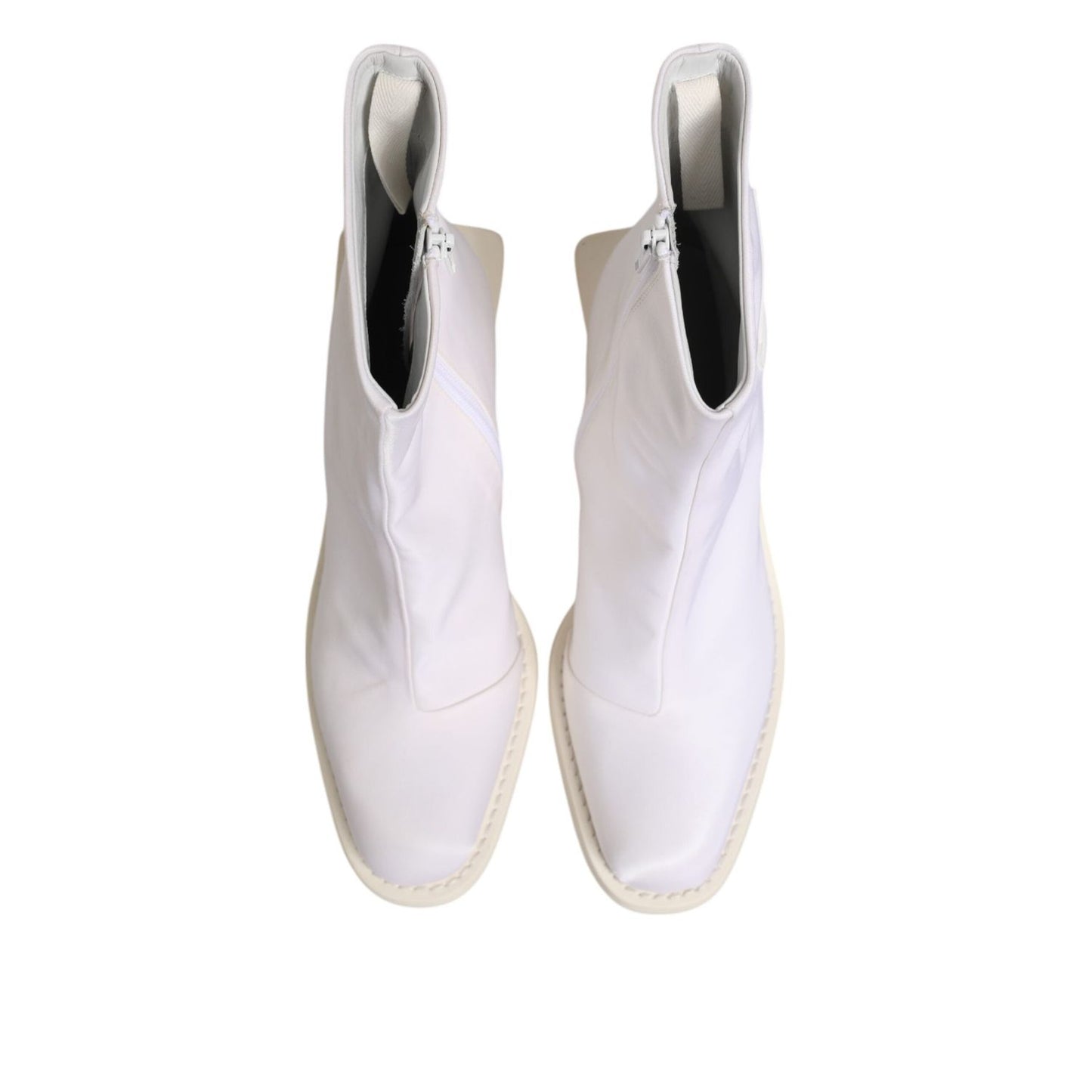 Maison Margiela White Square Heel Zip Ankle Boots Shoes LA12596-40
