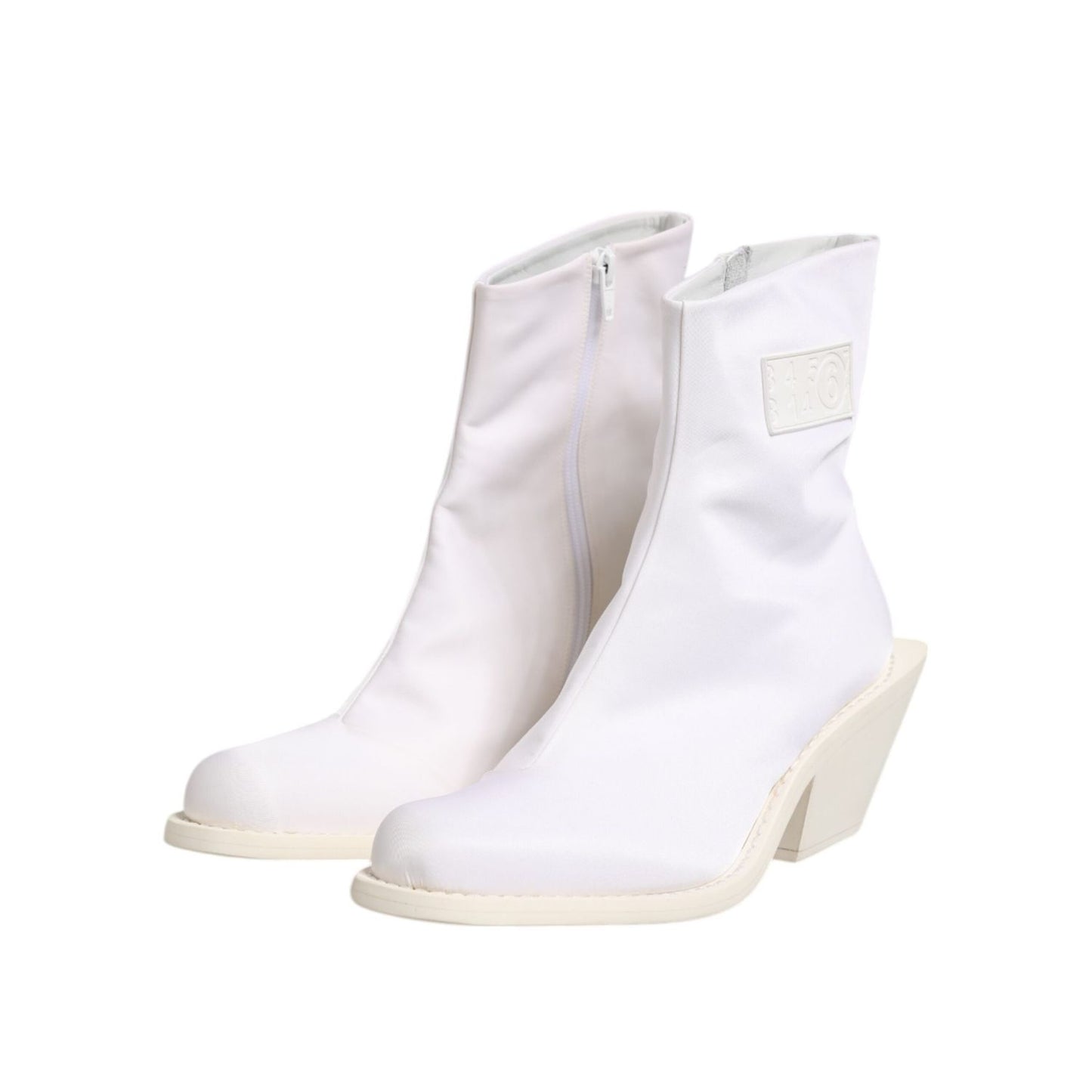Maison Margiela White Square Heel Zip Ankle Boots Shoes LA12596-40