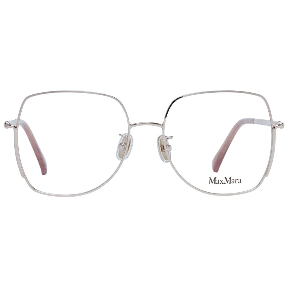 Max Mara Gold Metal Glasses (Frames) for women with full-rim trapezium design and demo lenses, featuring gold metallic finish.