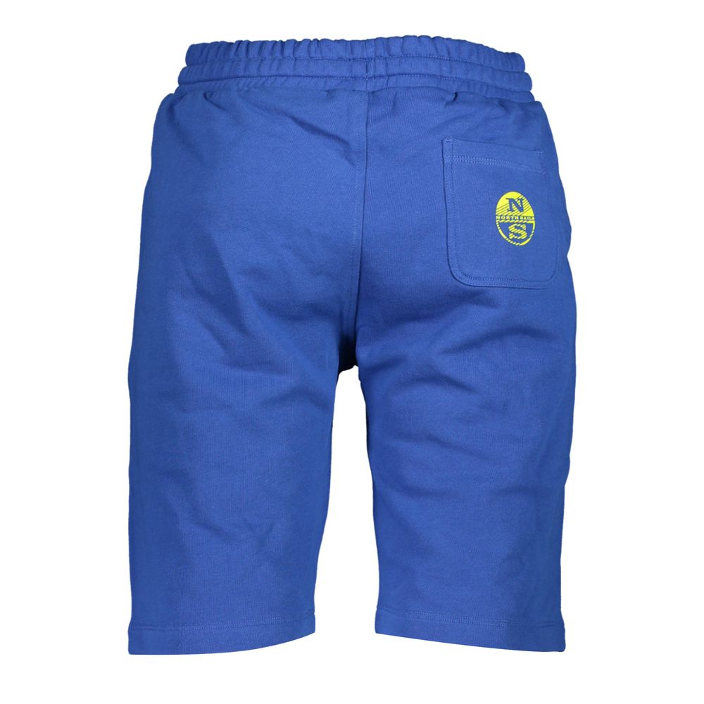 North Sails Blue Cotton Pant with elastic waistband, 3 pockets, and logo print, made of organic cotton, sporty trousers back view