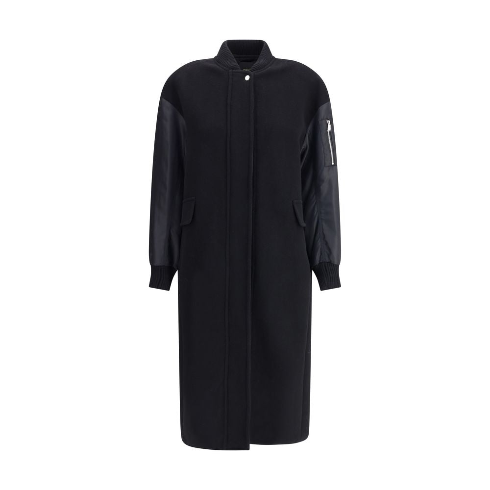 PINKO Long Coat in wool-blend cloth and technical satin PI-105640A2SLZ99-M