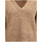 PINKO V-neck Sweater with rhinestones PI-105684A2U4C3Z-L