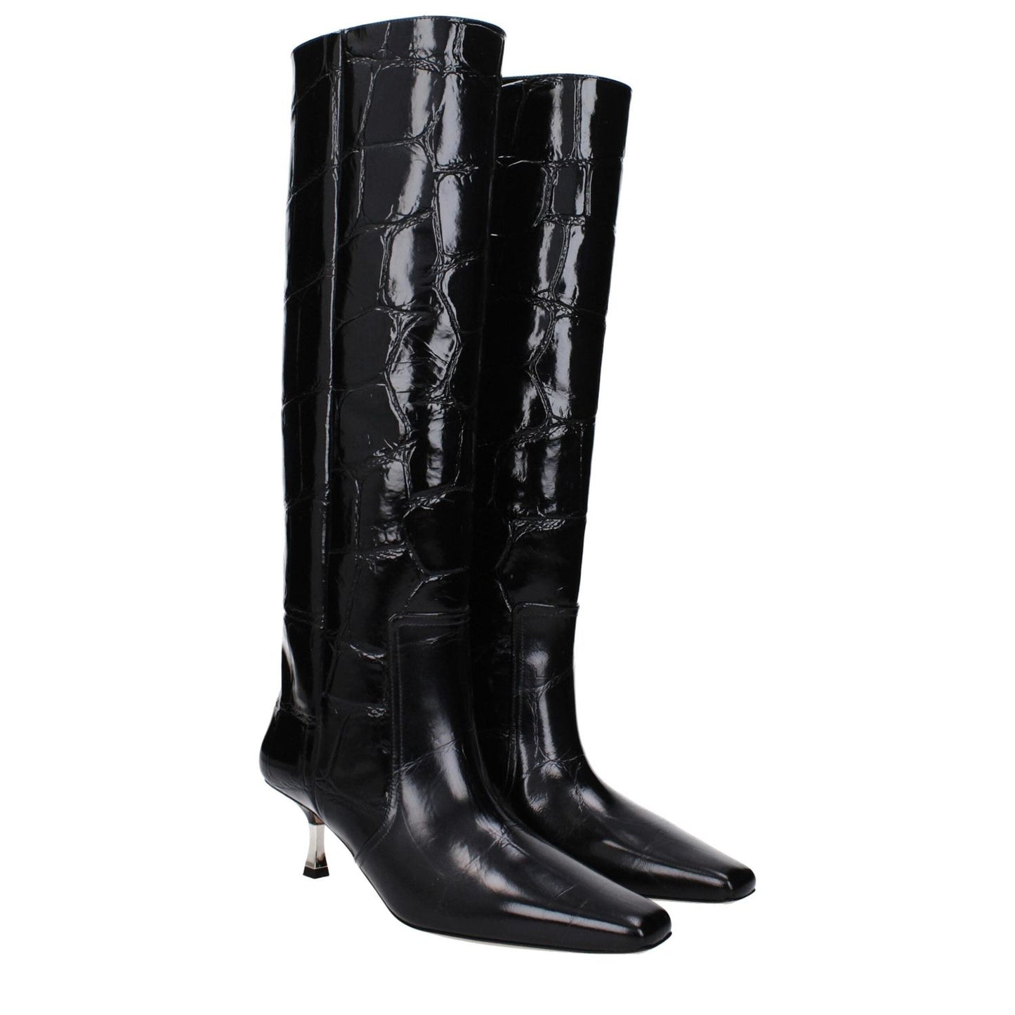 Paris Texas Black Leather High Heel Boots PA-14884841849097-EU37/US7