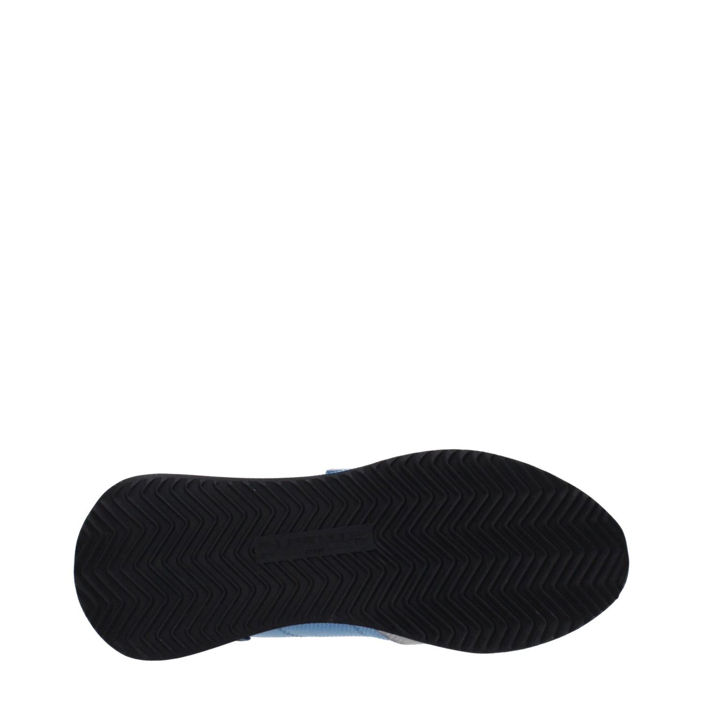 Sole of Philippe Model Blue Fabric Low Top Sneakers with black tread pattern, showcasing durable design and quality craftsmanship.