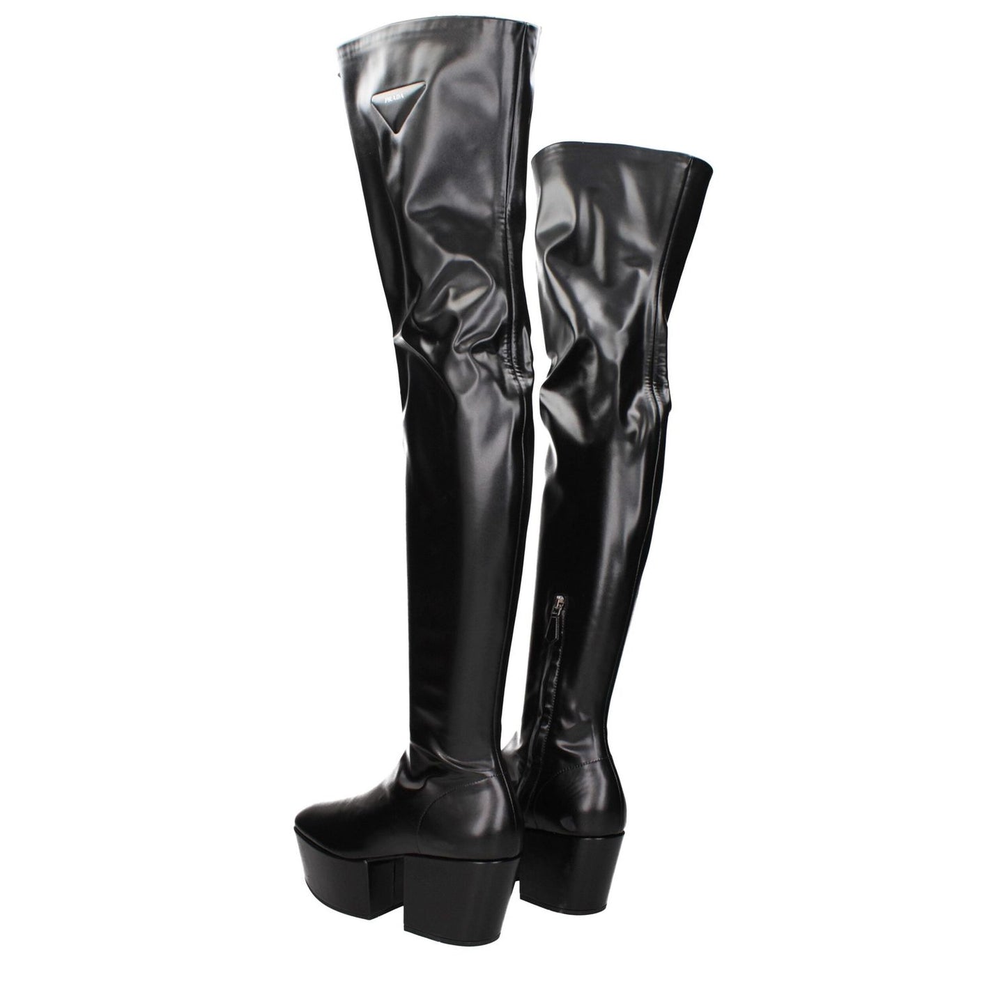 Prada Black Leather Over The Knee PR-15219365708041-EU39/US9