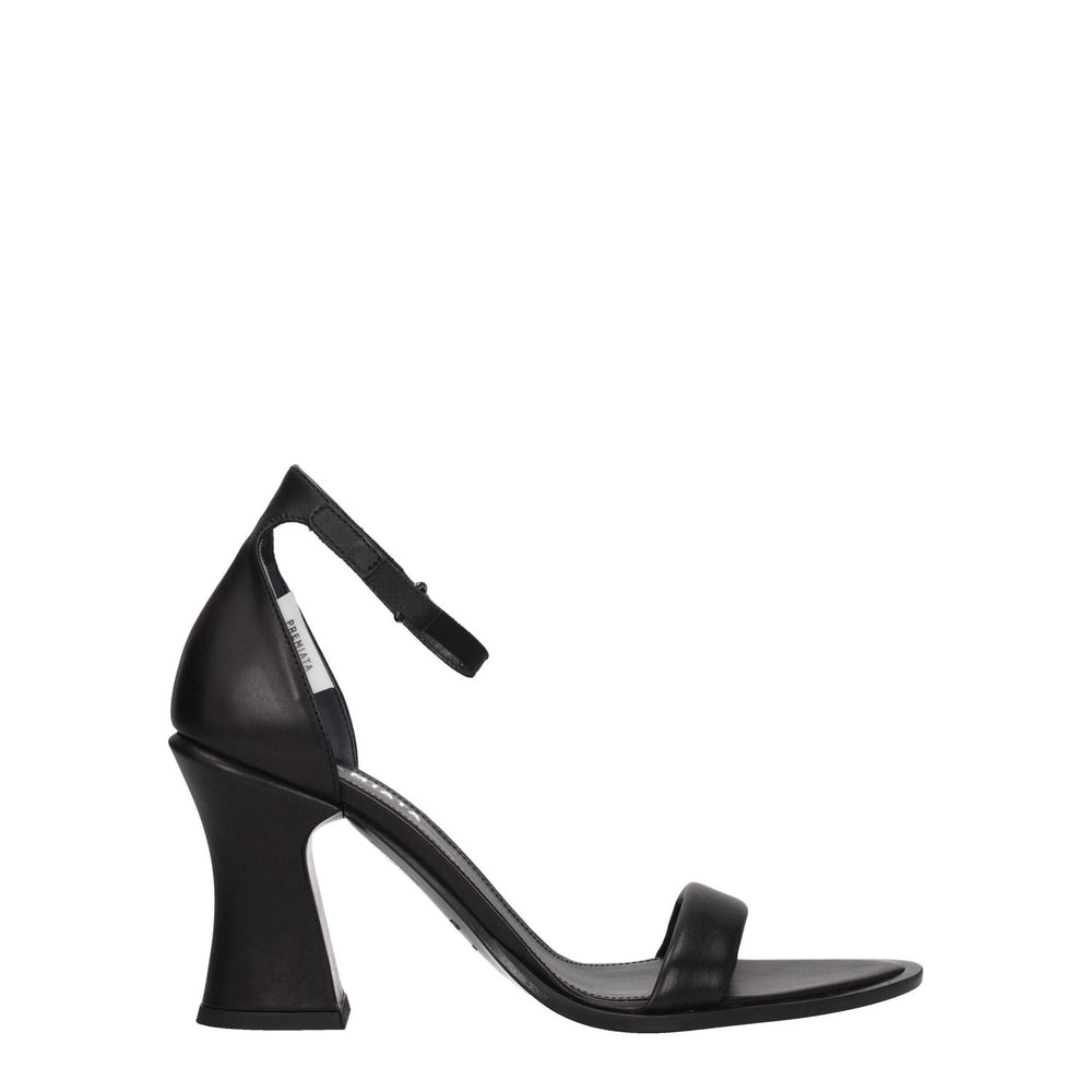Premiata Black Leather Flat Sandals PR-8547355525385-EU40/US10