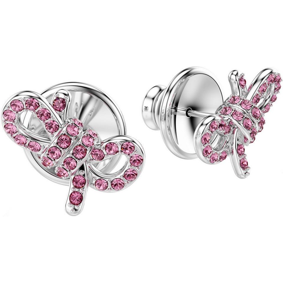 SWAROVSKI Mod. 5723557 earrings, silver 925°, pink crystals, quartz analog, in official box, water-resistant, 5 ATM, 38 mm case