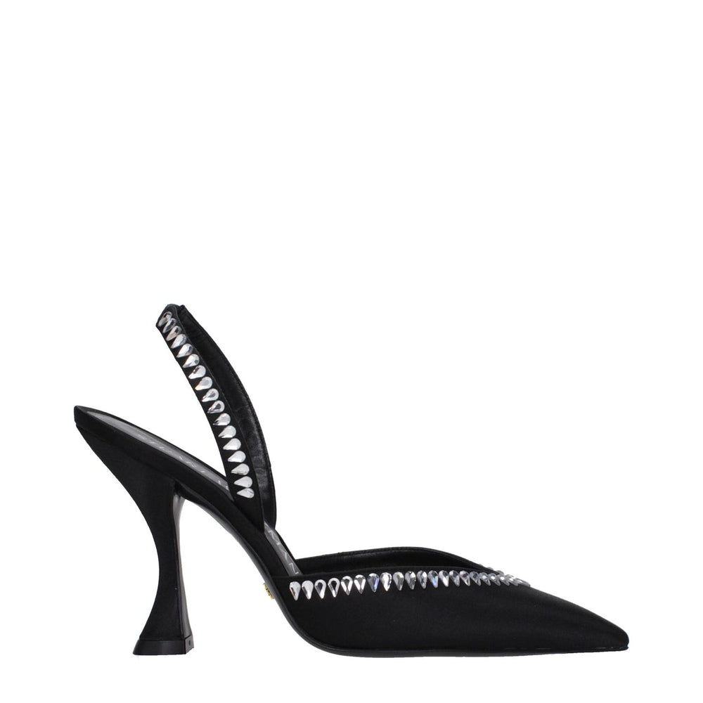 Stuart Weitzman Black Satin Stiletto Heels Sandals ST-9289904259337-EU37.5/US7.5