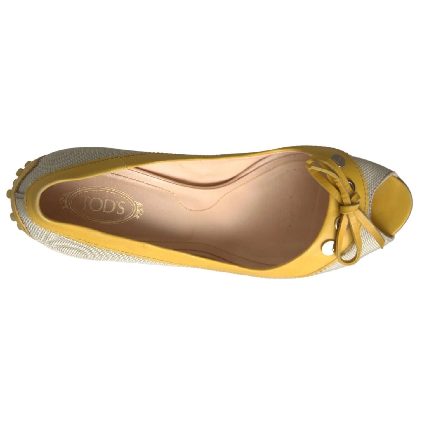 Tod's Yellow Off White Peep Toe Heels Pumps Shoes LA10265-38