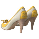 Tod's Yellow Off White Peep Toe Heels Pumps Shoes LA10265-38