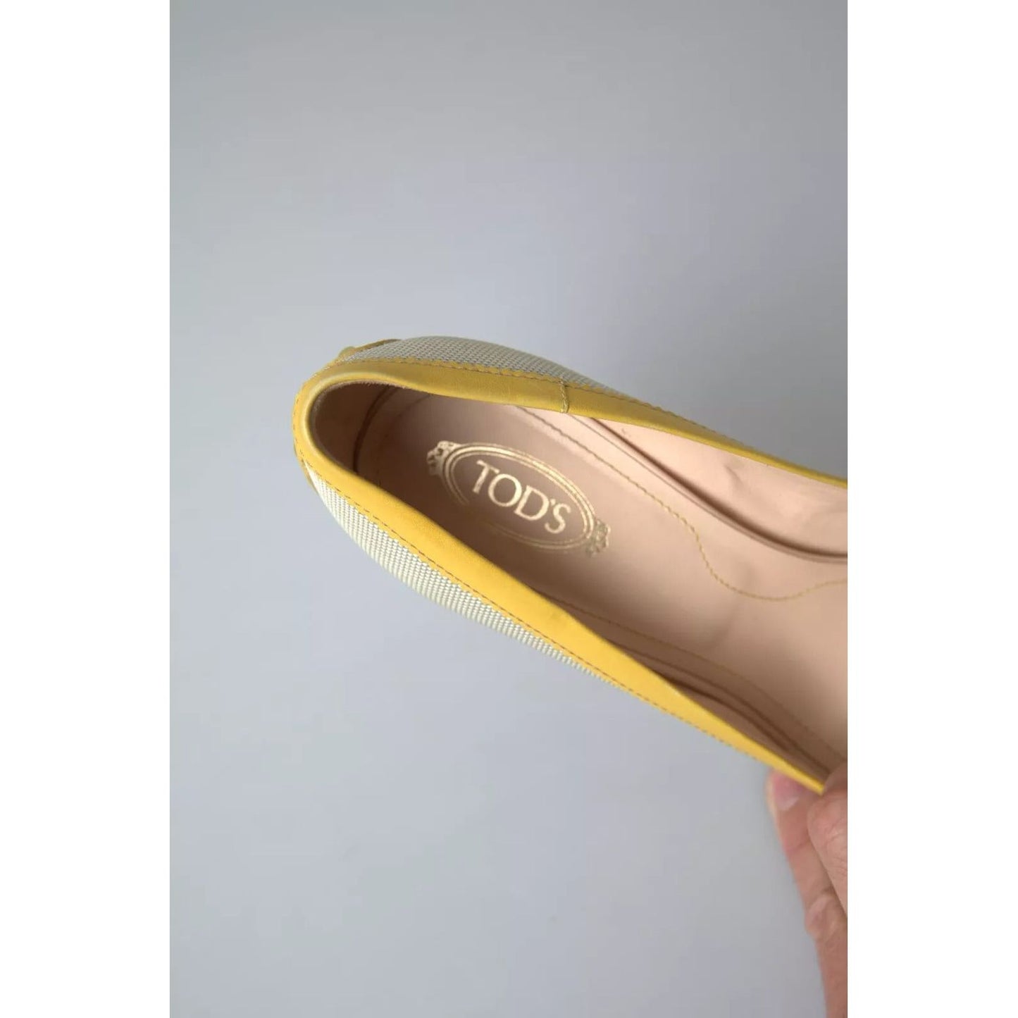 Tod's Yellow Off White Peep Toe Heels Pumps Shoes LA10265-38