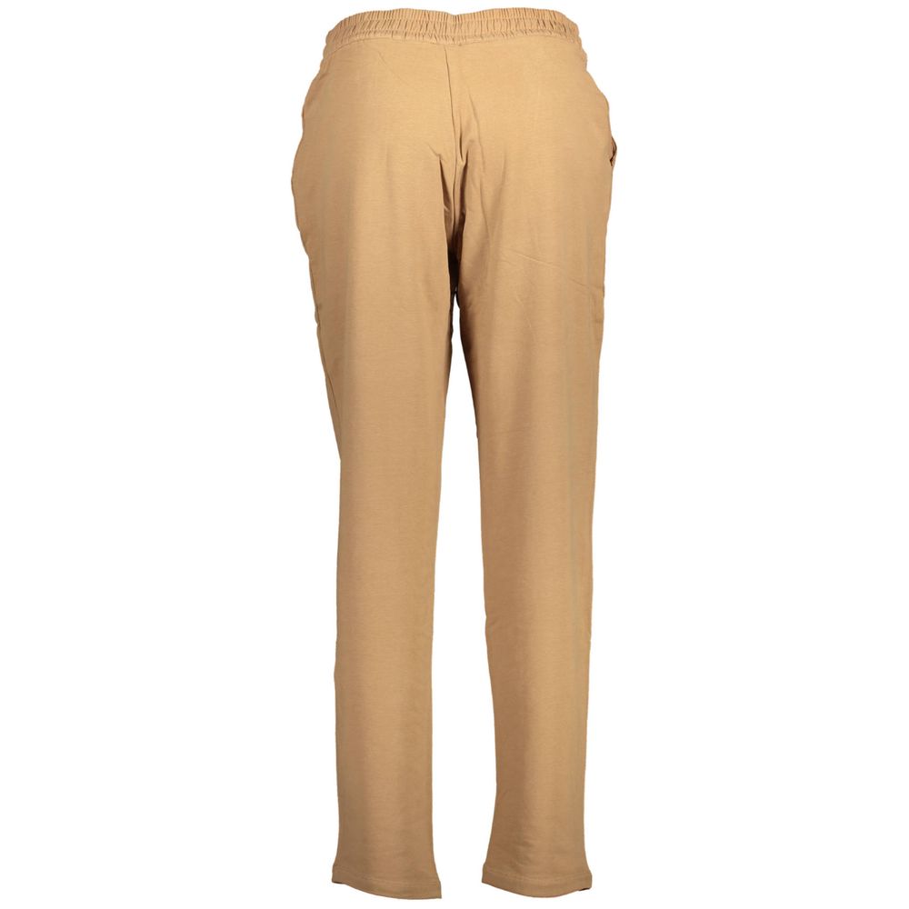 U.S. POLO ASSN. Brown Cotton Pant, sports trousers with elastic waistband, laces, 2 pockets, contrasting details, and logo application