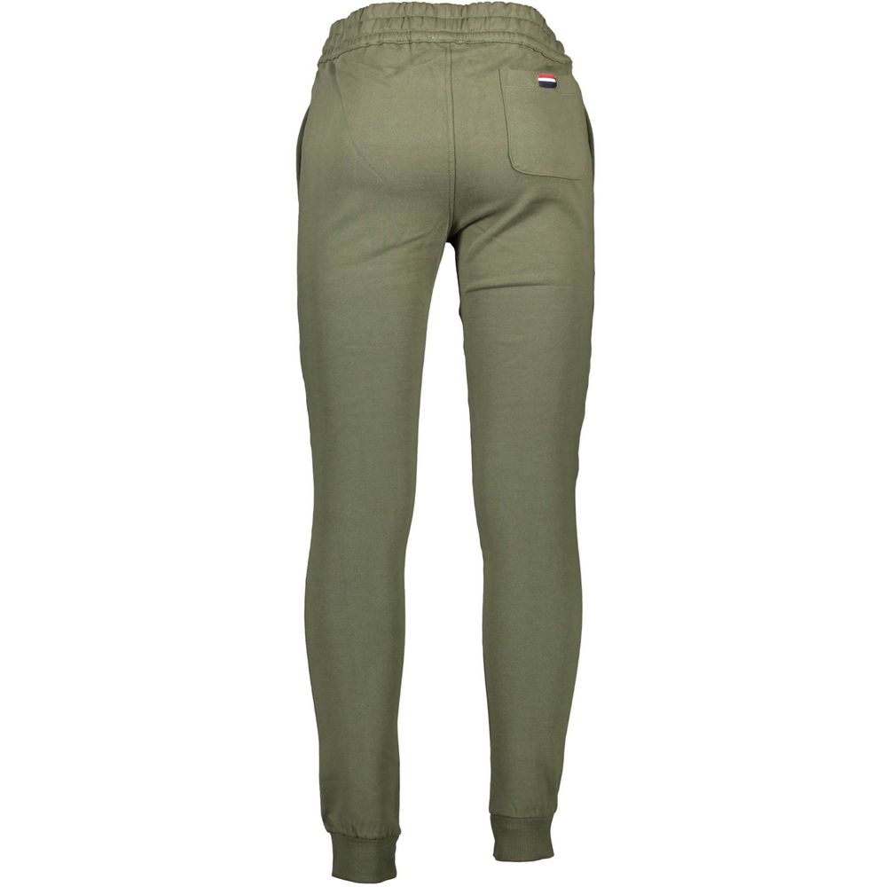 Back view of U.S. POLO ASSN. Green Cotton Pant with elastic waistband, 3 pockets, and embroidered logo.