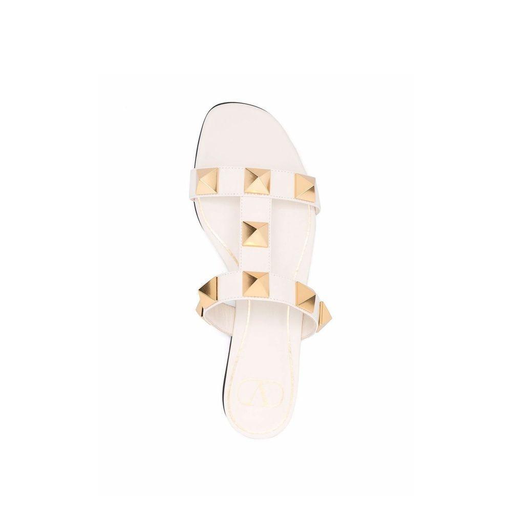 Valentino Garavani Roman Stud Leather Flat Sandals VA-8800869449940-EU35/US5