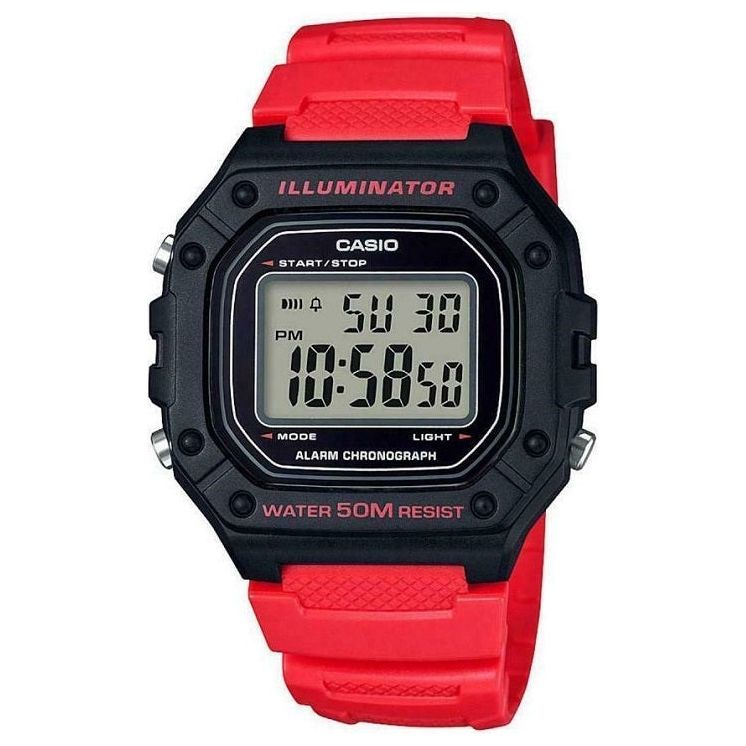 ?CASIO TIMELESS COLLECTION Mod. SPORT ILLUMINATOR WR 50M. ALARM. CHRONOGRAPH - BLACK - VIVID (Brilliant color) W-218H-4BVDF