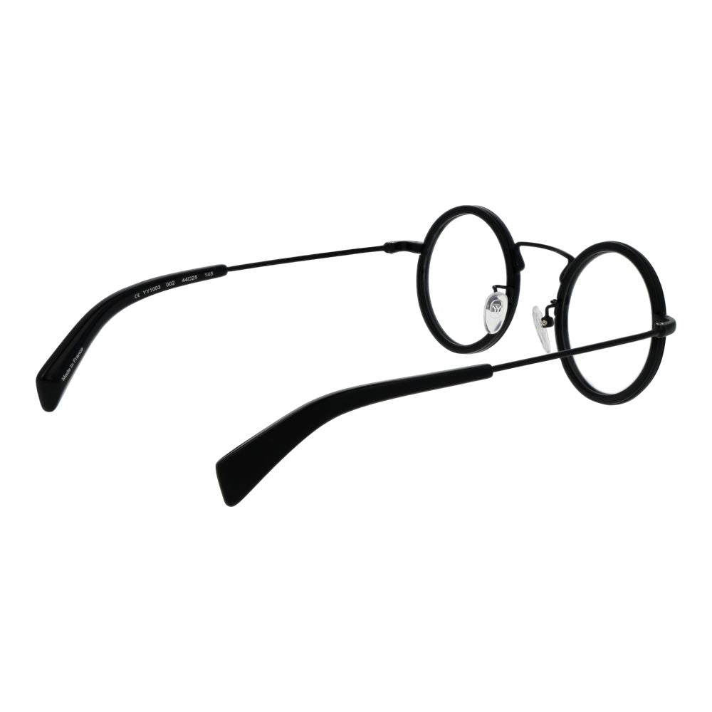 Yohji Yamamoto Black Acetate Glasses (Frames), unisex full-rim round design, acetate material, black frame for stylish eyewear