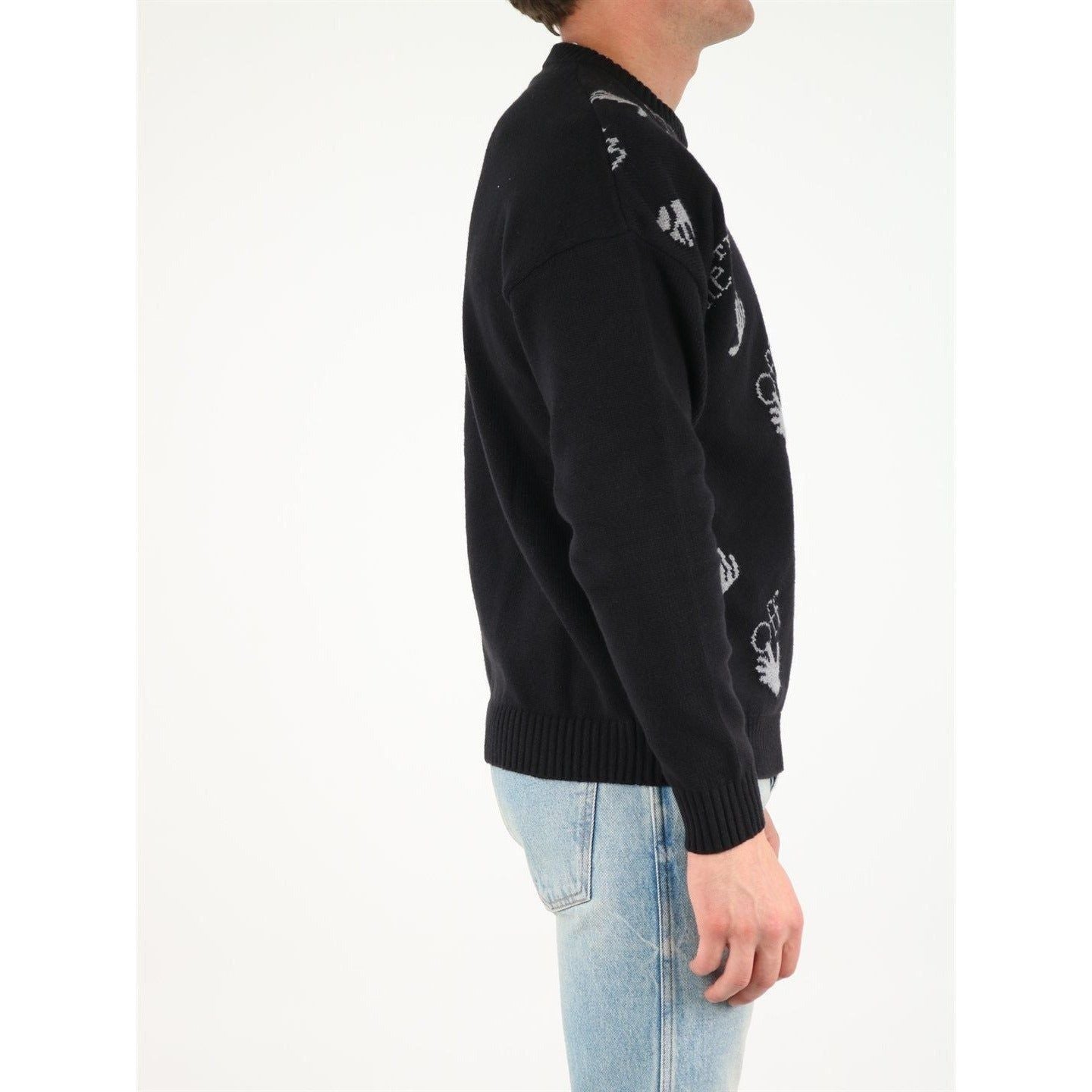 Off-White c/o Virgil Abloh All-Over Logo Crewneck Men's Sweater 406088