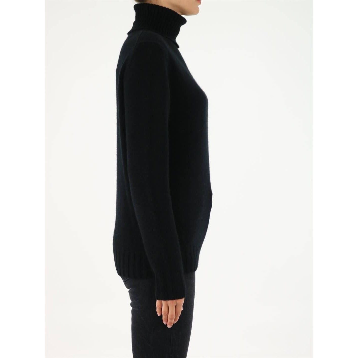 Allude Black Roll-Neck Cashmere Sweater 410024