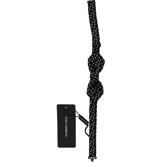 Dolce & Gabbana Black Polka Dots Silk Adjustable Neck Papillon Men Bow Tie FT1065