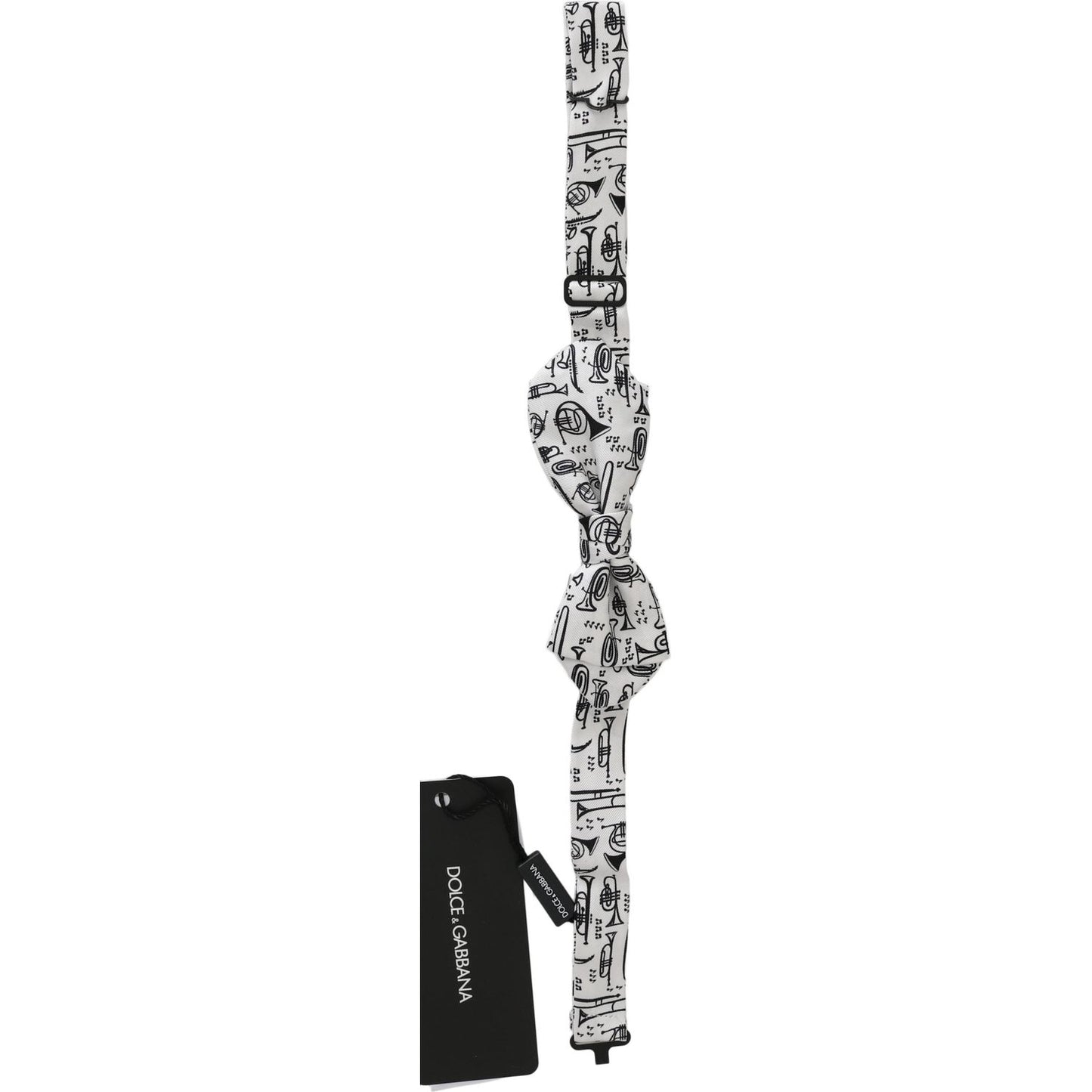 Dolce & Gabbana White Instruments Adjustable Neck Papillon Men Bow Tie Bow Tie