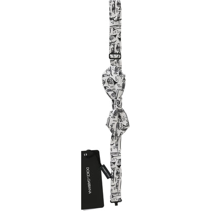 Dolce & Gabbana White Instruments Adjustable Neck Papillon Men Bow Tie Bow Tie
