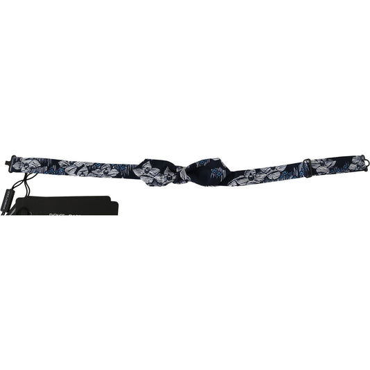 Dolce & Gabbana Navy Blue Floral Slim Adjustable Neck Papillon Men Bow Tie FT1117