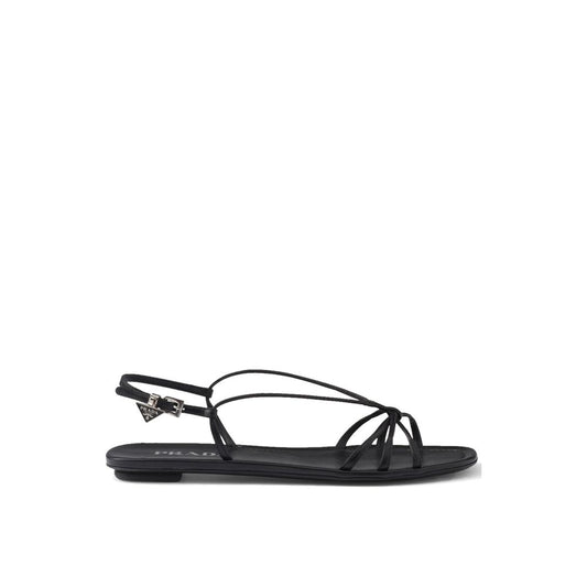 Prada Black Calfskin Flat Sandals
