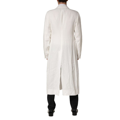 Dolce & Gabbana White Double Breasted Men Trench Coat Jacket