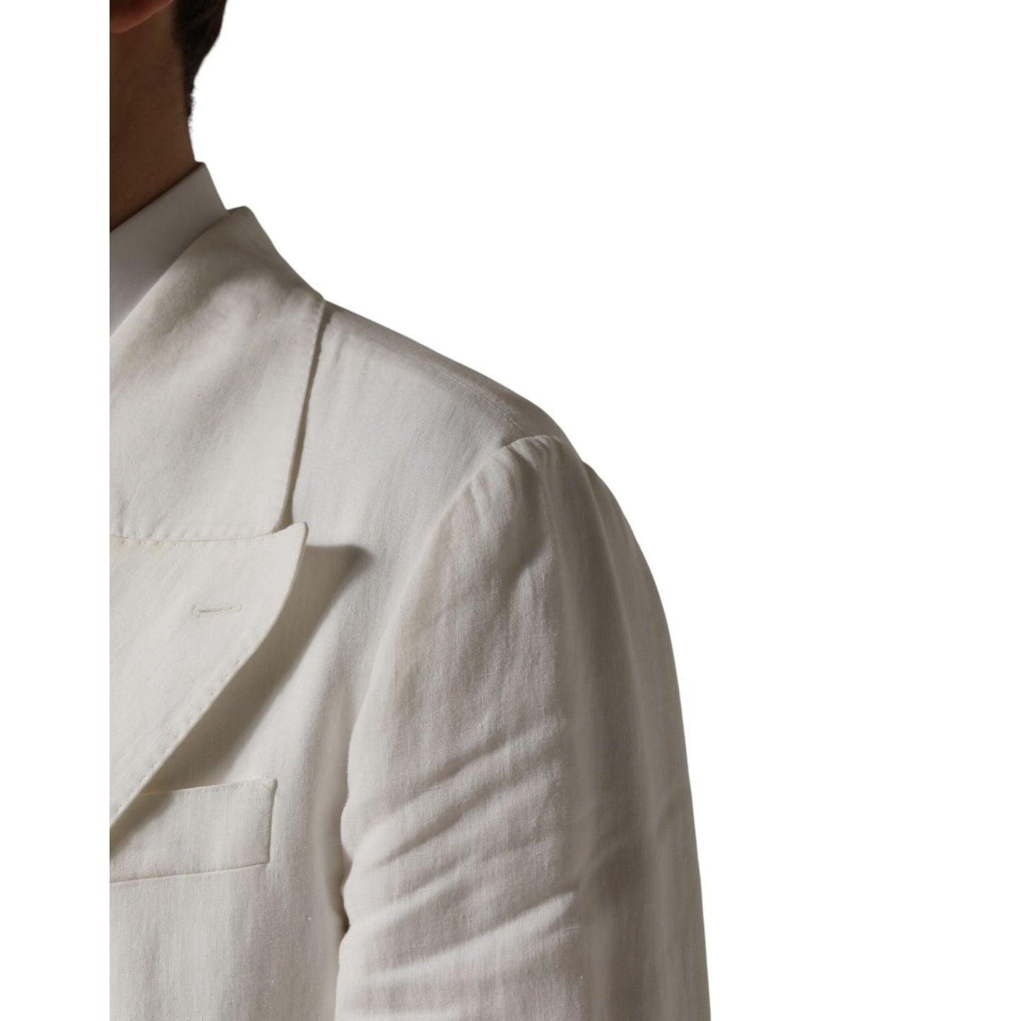 Dolce & Gabbana White Double Breasted Men Trench Coat Jacket