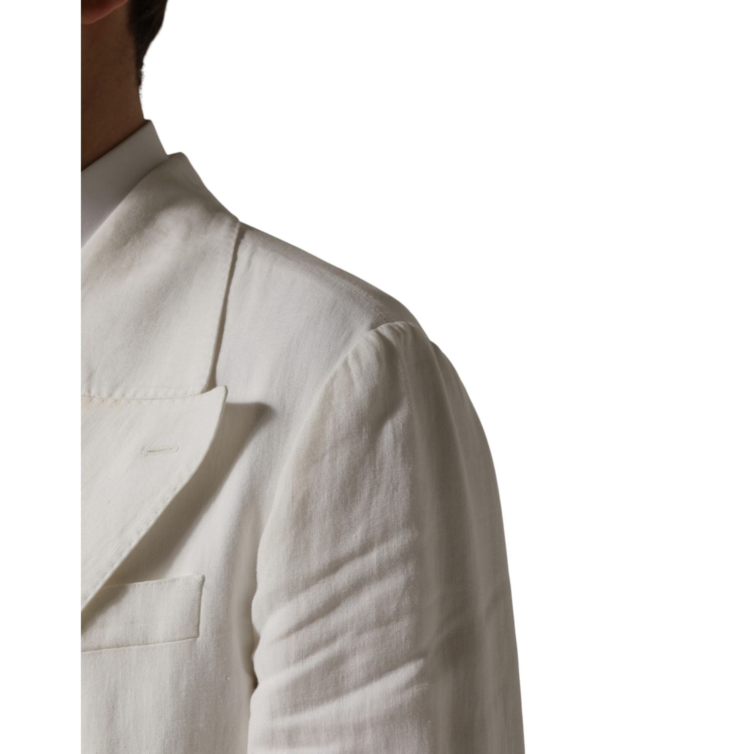 Dolce & Gabbana White Double Breasted Men Trench Coat Jacket
