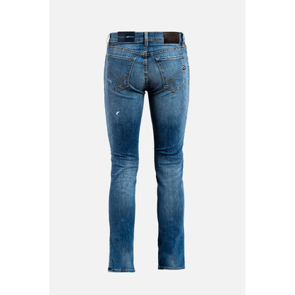 Gas Blue Cotton Slim Fit Jeans