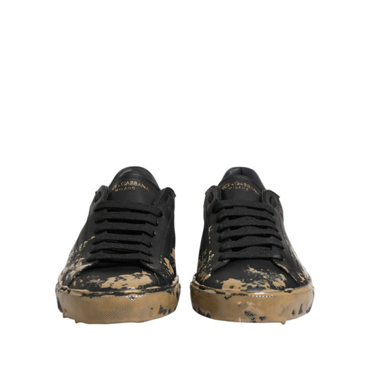 Dolce & Gabbana Black Portofino Mud Effect Low Top Sneakers Shoes