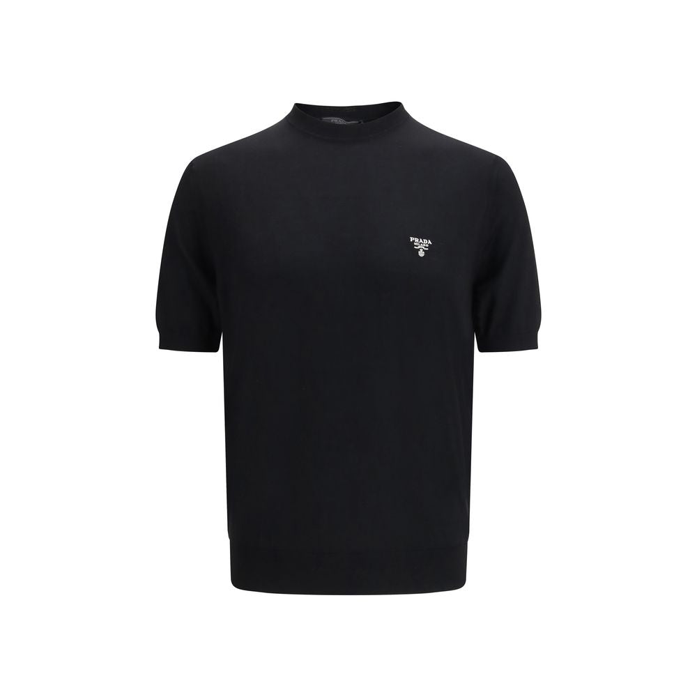 Prada Black Fleece Wool T-Shirt 1728,72470364320,Black,Clothing,IT46 | S,IT48 | M,IT50 | L,IT52 | XL,IT54 | XXL,Men,New with tags,Prada,T-Shirts - Clothing