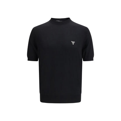 Prada Black Fleece Wool T-Shirt 1728,72470364320,Black,Clothing,IT46 | S,IT48 | M,IT50 | L,IT52 | XL,IT54 | XXL,Men,New with tags,Prada,T-Shirts - Clothing