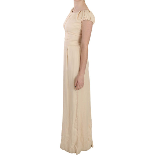 Dolce & Gabbana Beige Silk Column Cap Sleeve Gown Dress DR1683-40