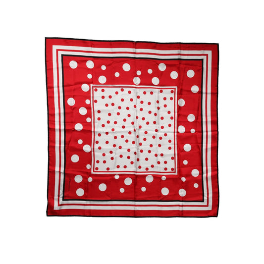 Dolce & Gabbana Red White Polka Dot Square Foulard 90cm x 88cm Scarf