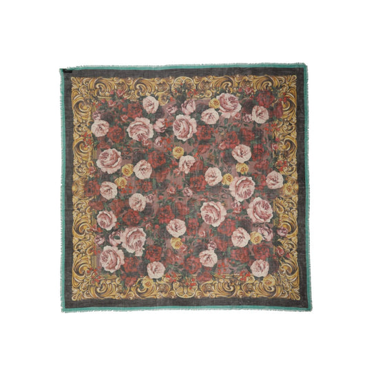 Dolce & Gabbana Multicolor Floral Cashmere Square Stole 134cmx134cm Scarf