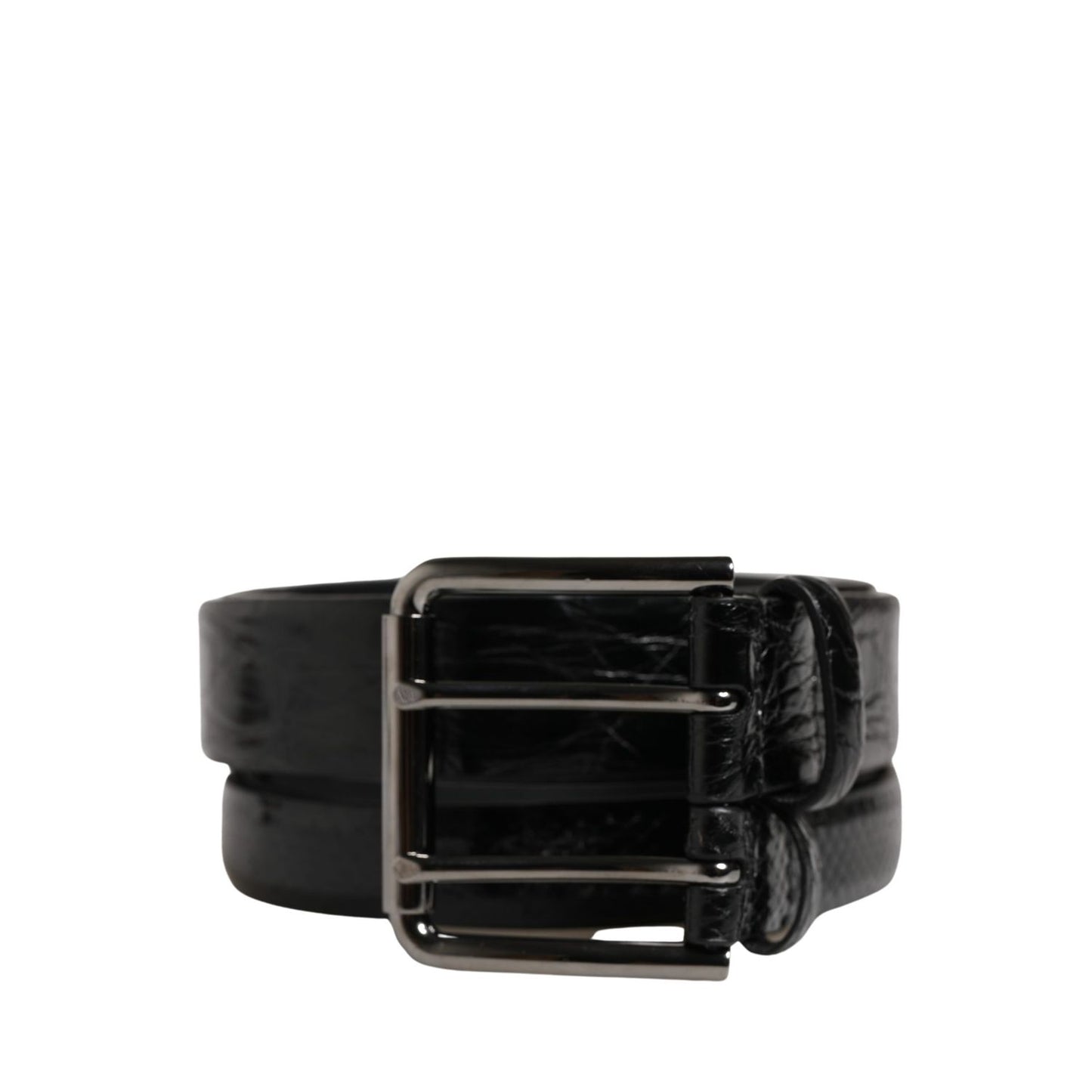 Dolce & Gabbana Men Black Exotic Leather Double Strap Belt