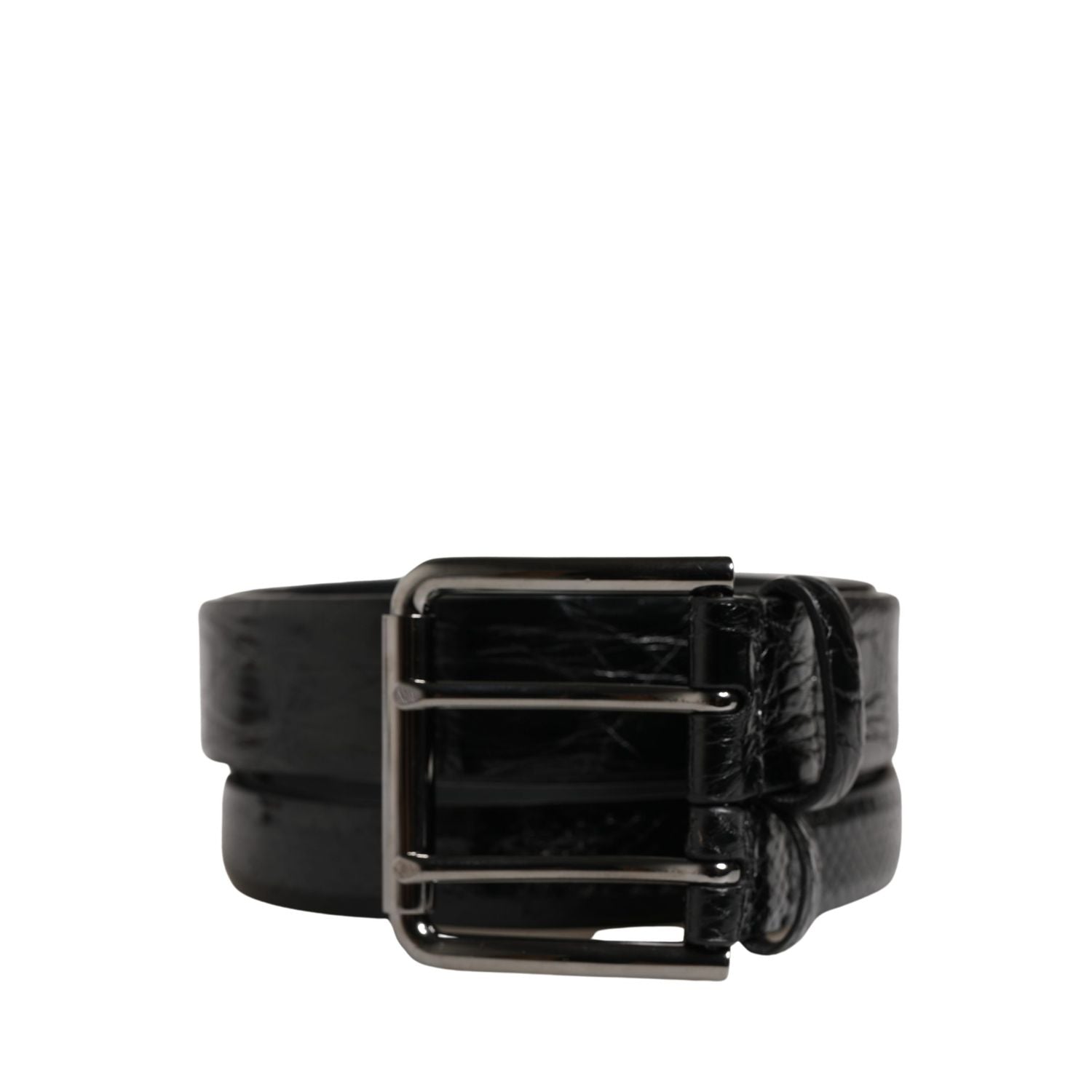 Dolce & Gabbana Men Black Exotic Leather Double Strap Belt