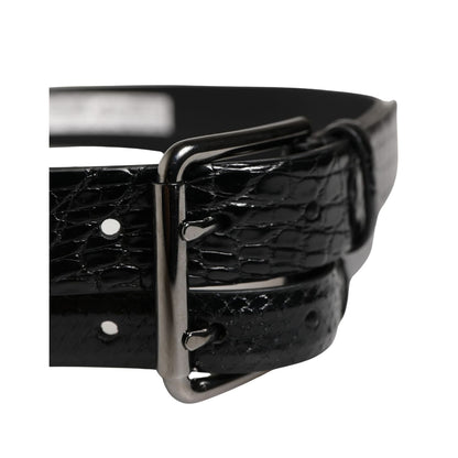 Dolce & Gabbana Men Black Exotic Leather Double Strap Belt