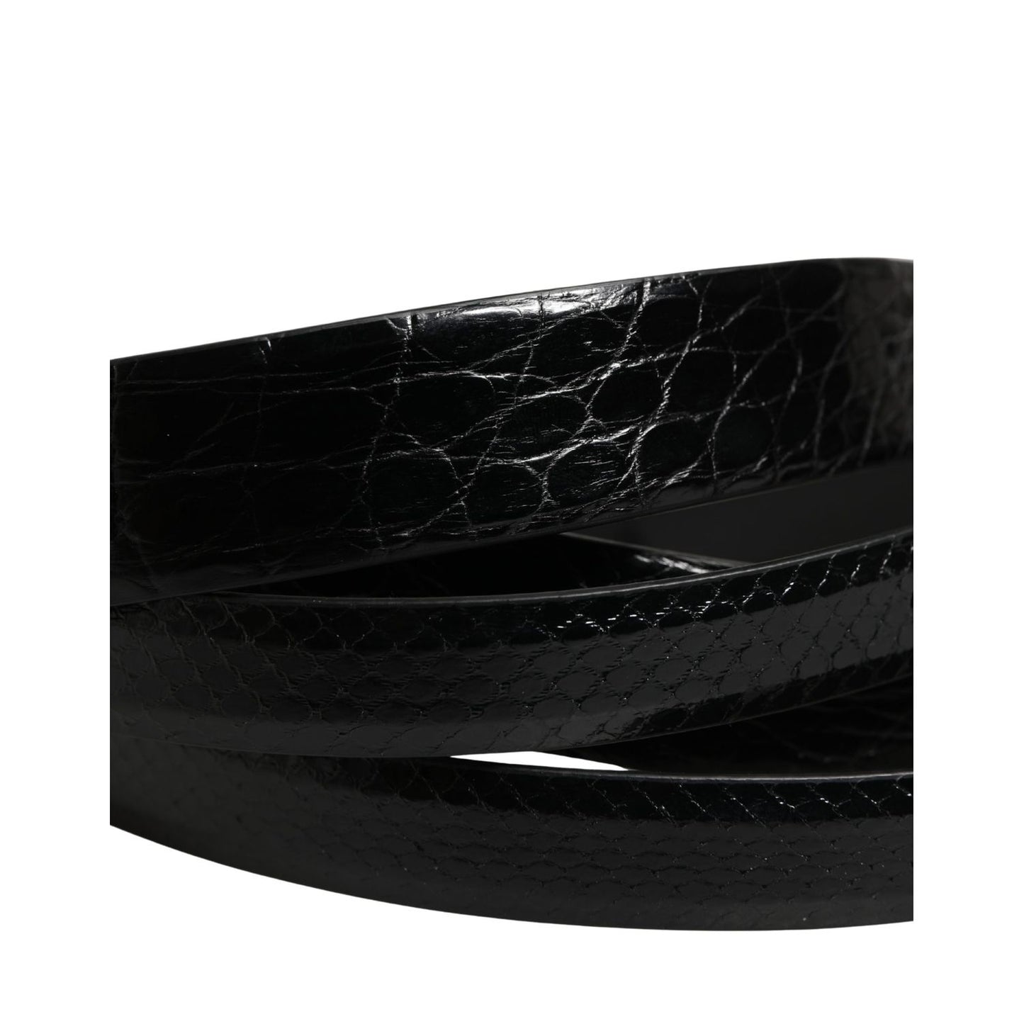 Dolce & Gabbana Men Black Exotic Leather Double Strap Belt