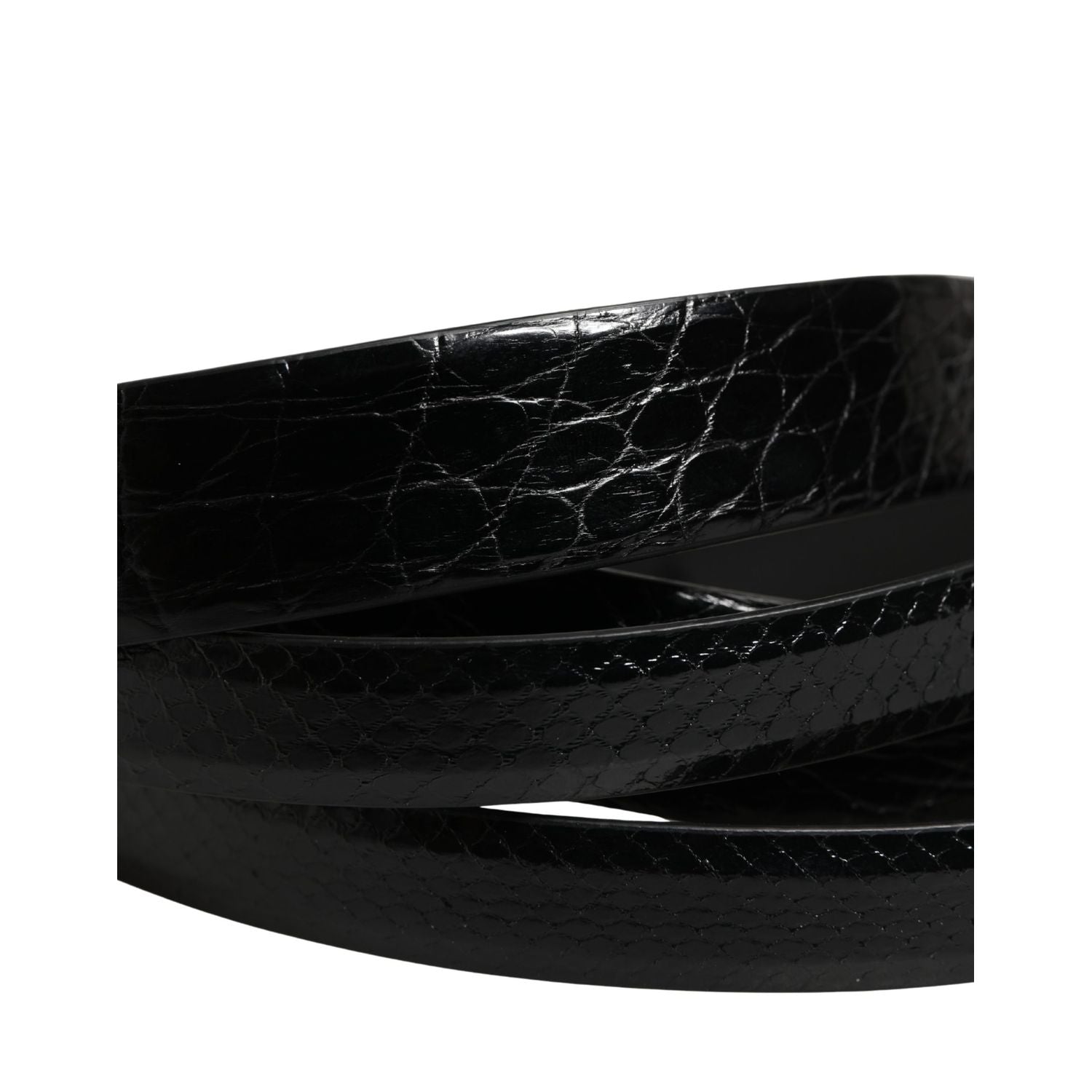Dolce & Gabbana Men Black Exotic Leather Double Strap Belt