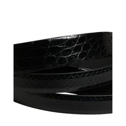 Dolce & Gabbana Men Black Exotic Leather Double Strap Belt