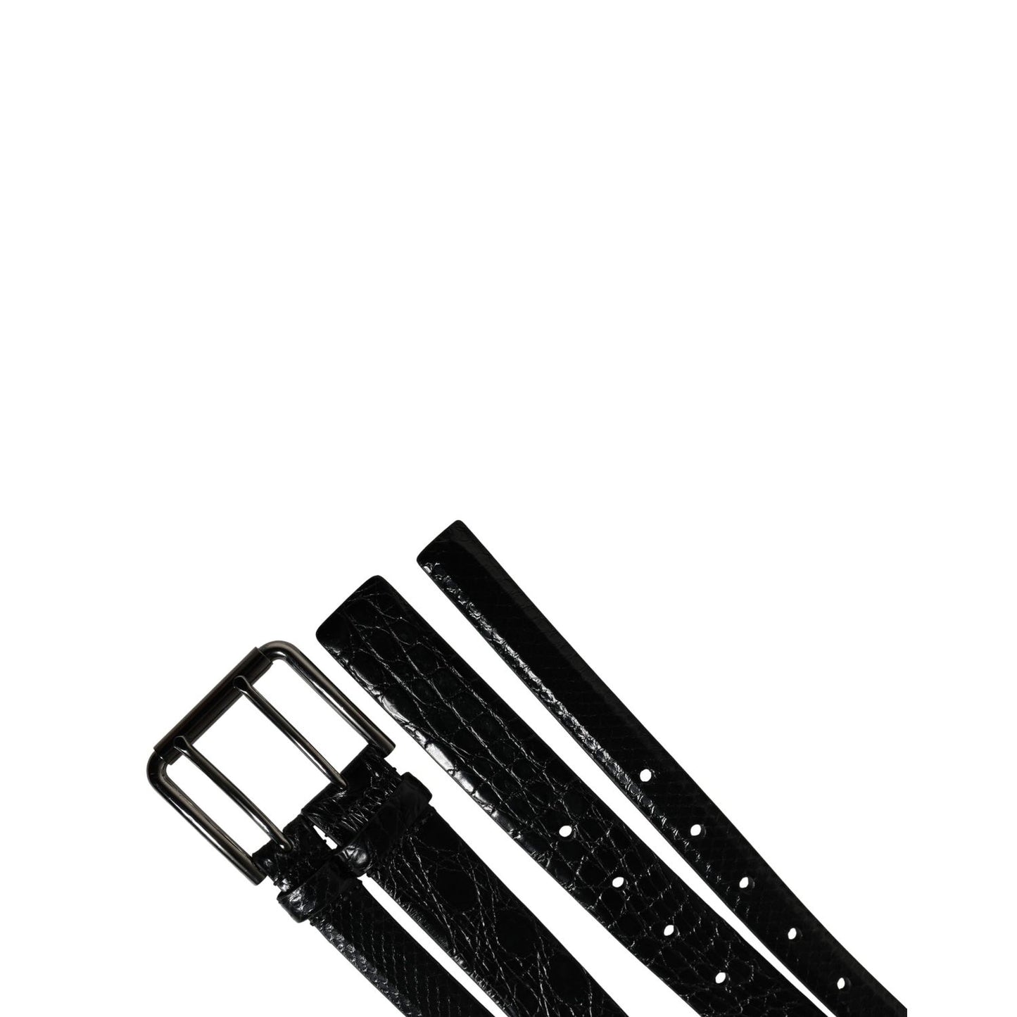 Dolce & Gabbana Men Black Exotic Leather Double Strap Belt