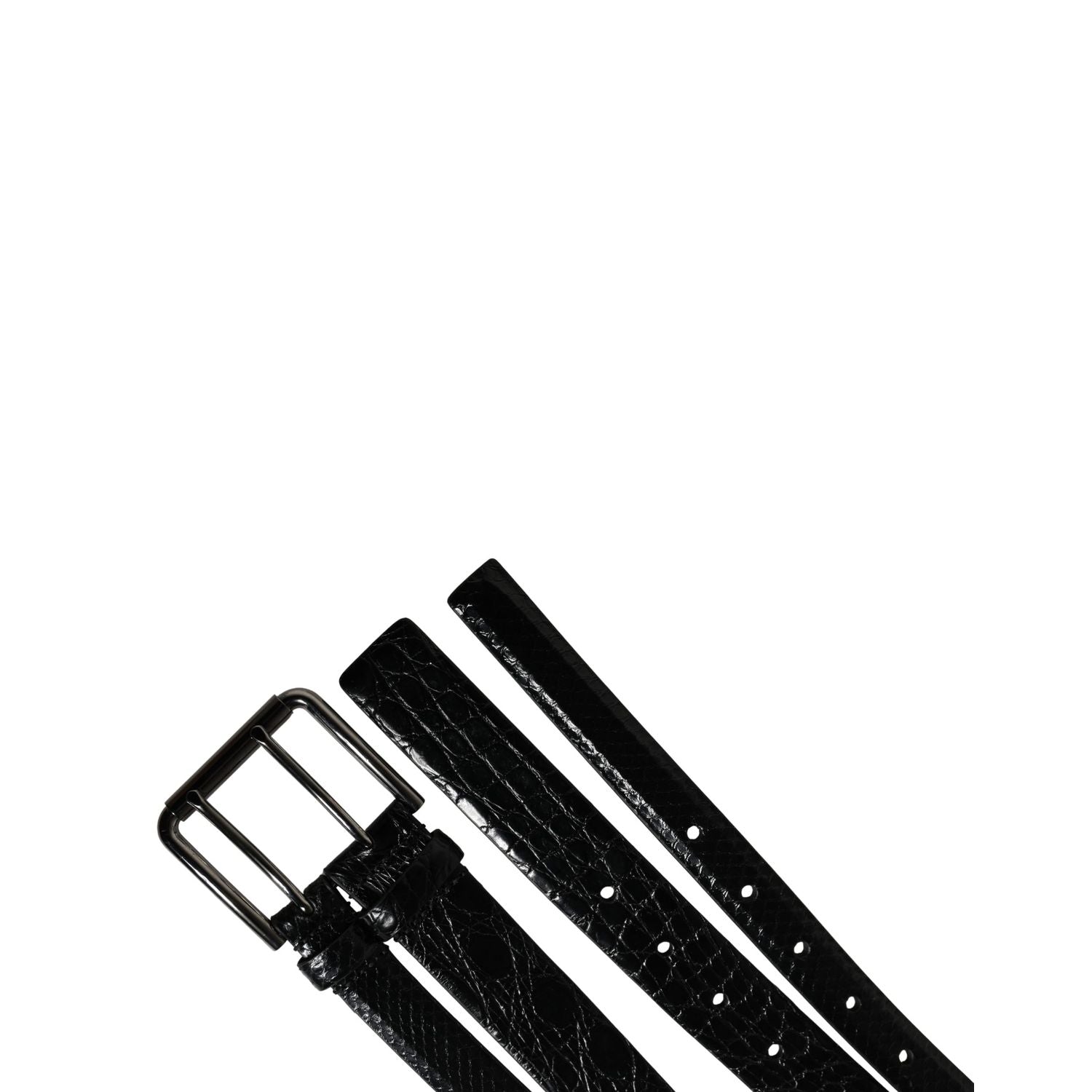 Dolce & Gabbana Men Black Exotic Leather Double Strap Belt