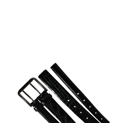 Dolce & Gabbana Men Black Exotic Leather Double Strap Belt