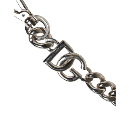 Dolce & Gabbana Black Leather Silver Chain Bag Accessory Shoulder Strap