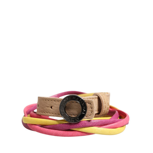 Costume National Multicolor Twisted Leather Circle Buckle Belt