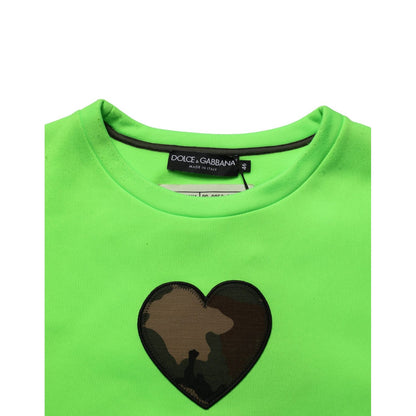 Dolce & Gabbana Green Patchwork Heart Men Sweatshirt Sweater