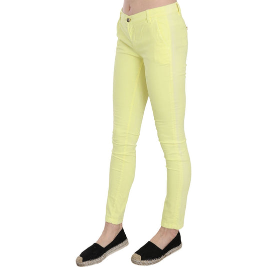 PINKO Yellow Cotton Stretch Low Waist Skinny Casual Trouser Pants PAN70191-26